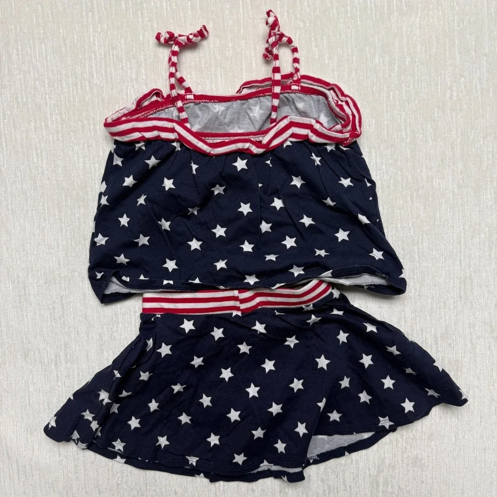 The Children's Place Patriotic Stars 2pc Skort Tank Girls 2T Navy Blue Americana